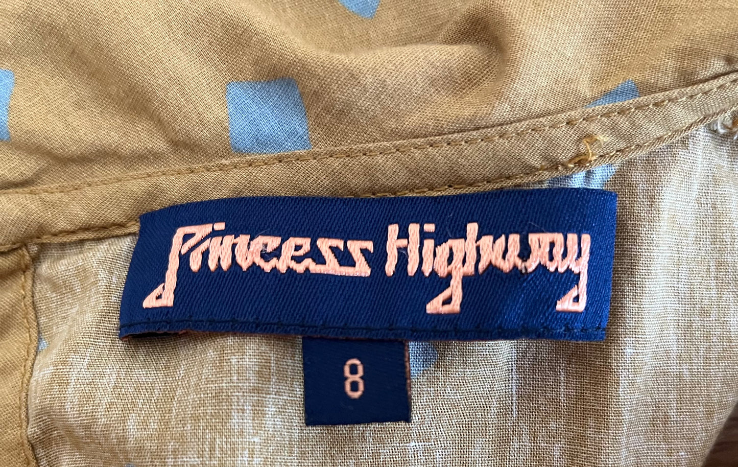 Princess Highway Yellow & Blue Top Size 8