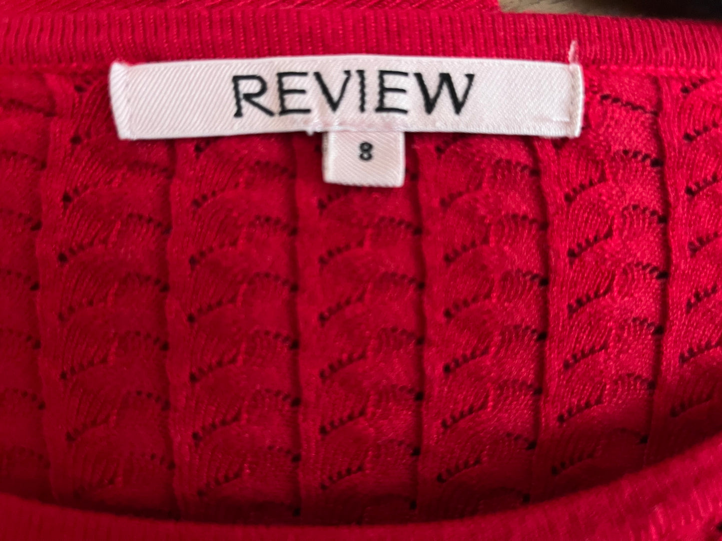 Red Review Jumper Size 8