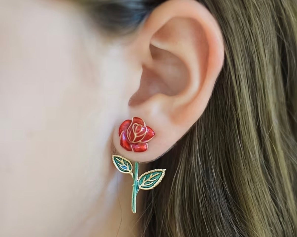 Red Rose Earrings
