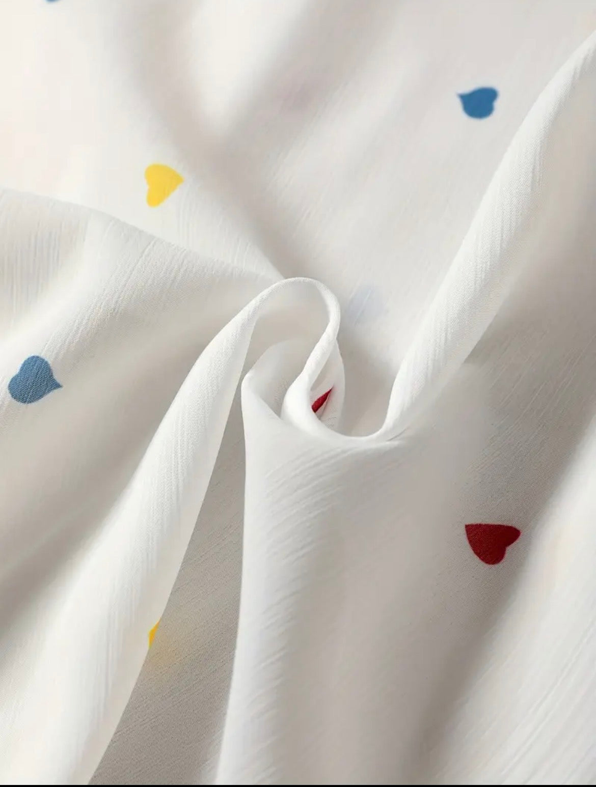 Long Sleeve White Collared Shirt with Love Hearts size 12