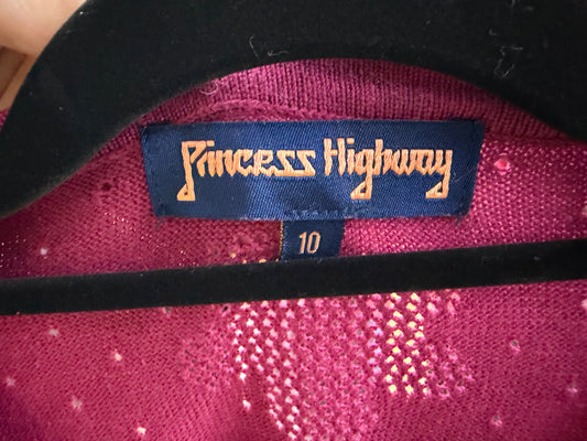 Princess Highway 3/4 Sleeve Purple Cardigan Size 10