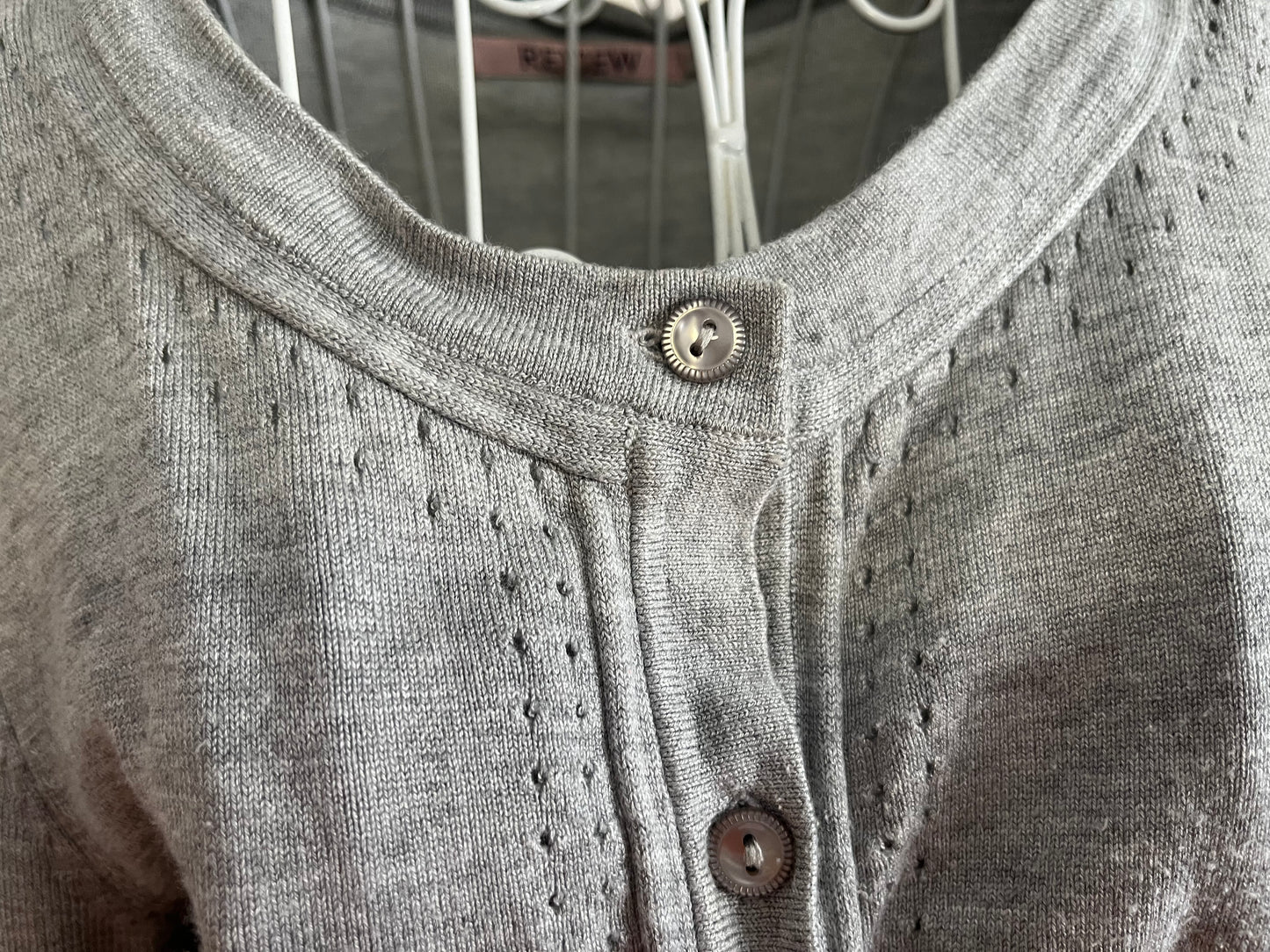 Review grey "Chessie" 3/4 Sleeve Cardigan Size 10