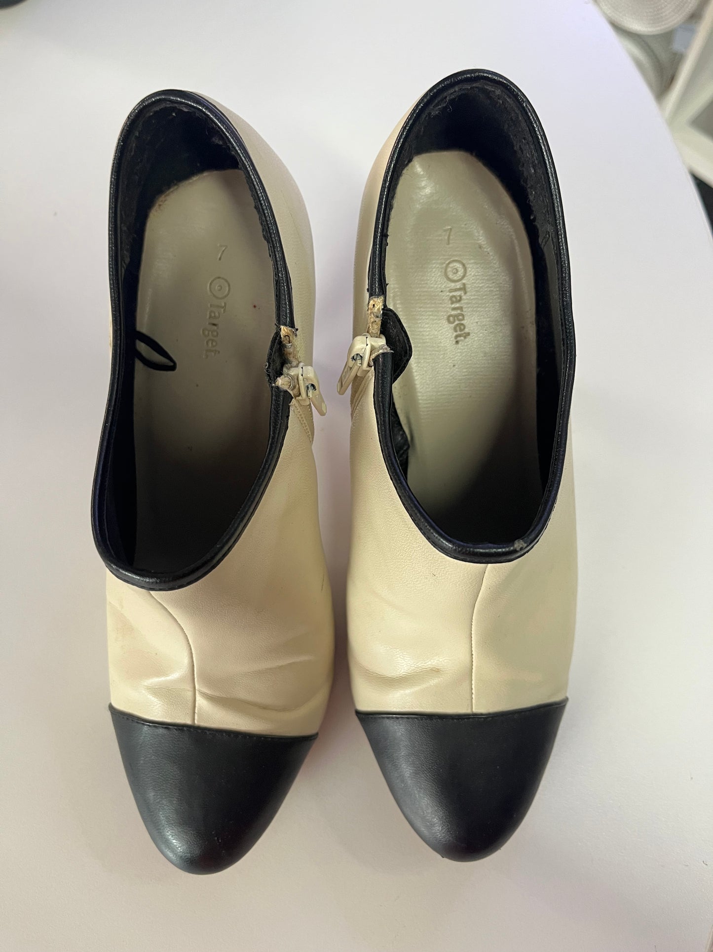 Cream/Black Ankle boot size 7