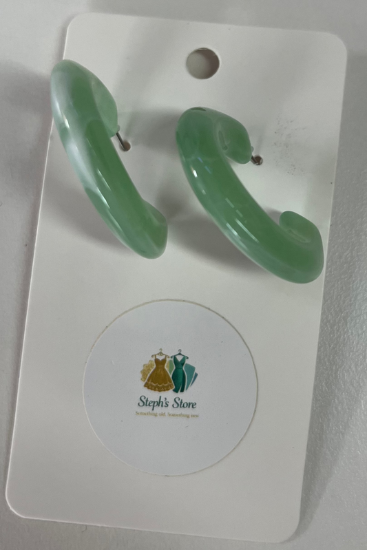 Green Hoop Earrings