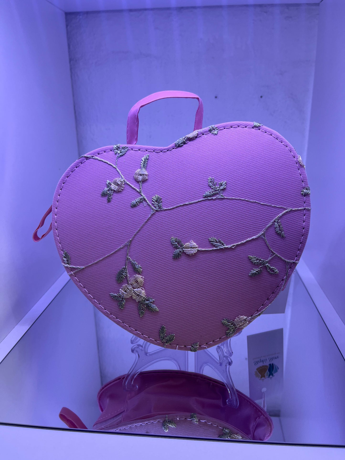 Pink Floral Love Heart Bag