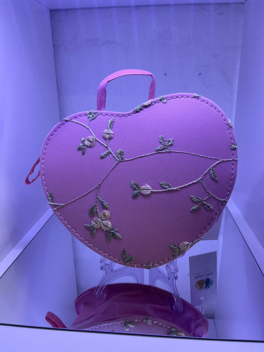 Pink Floral Love Heart Bag