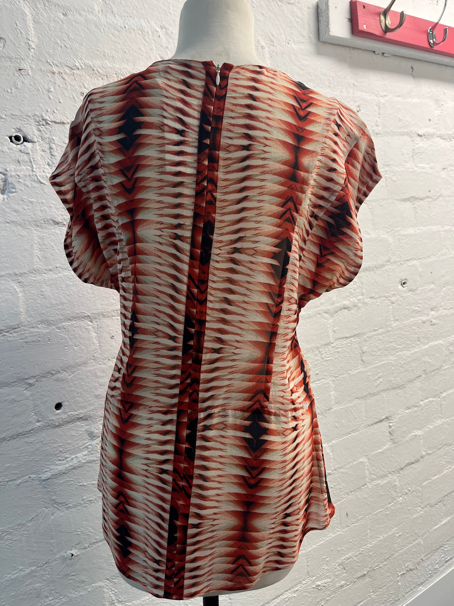 Flutter Sleeve Orange/Multicoloured  Top Size 12