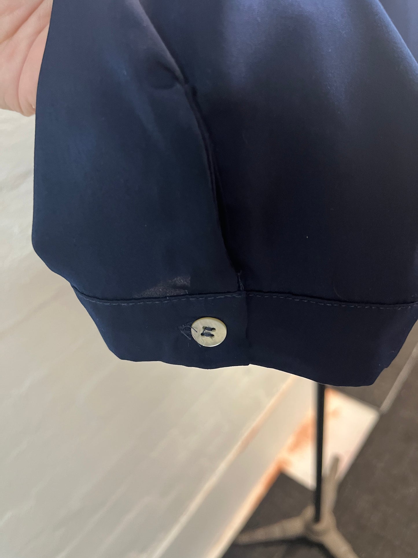 Long Sleeve Navy Satin Blouse Size 16