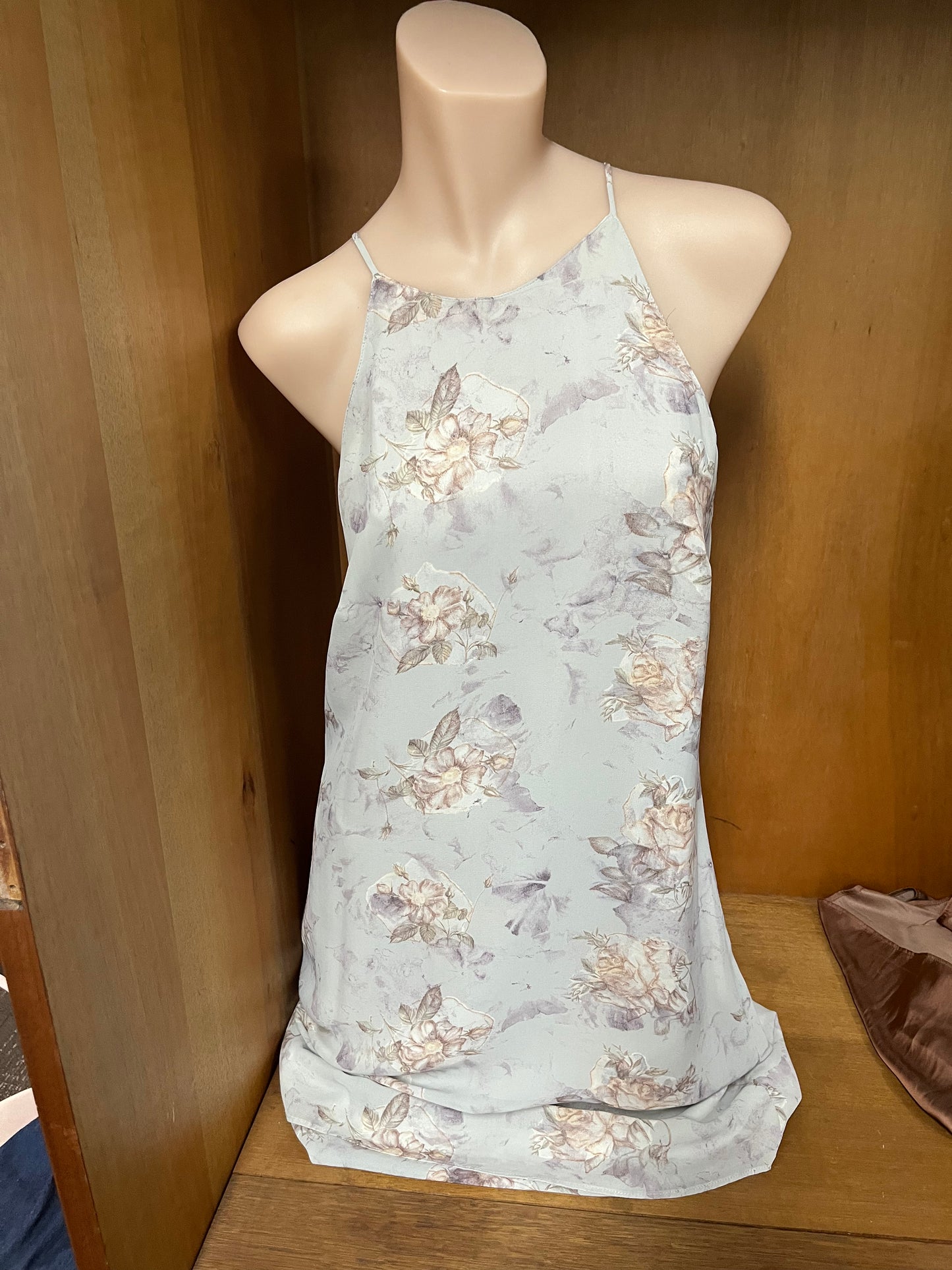 Spaghetti Strapped Blue Floral Dress Size 12