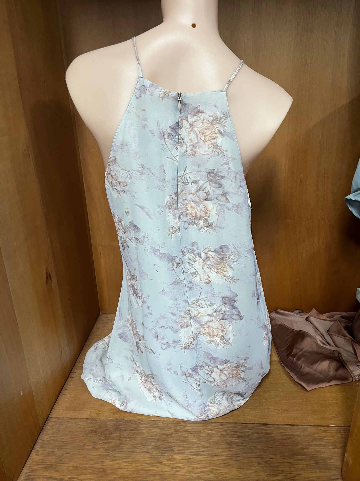 Spaghetti Strapped Blue Floral Dress Size 12