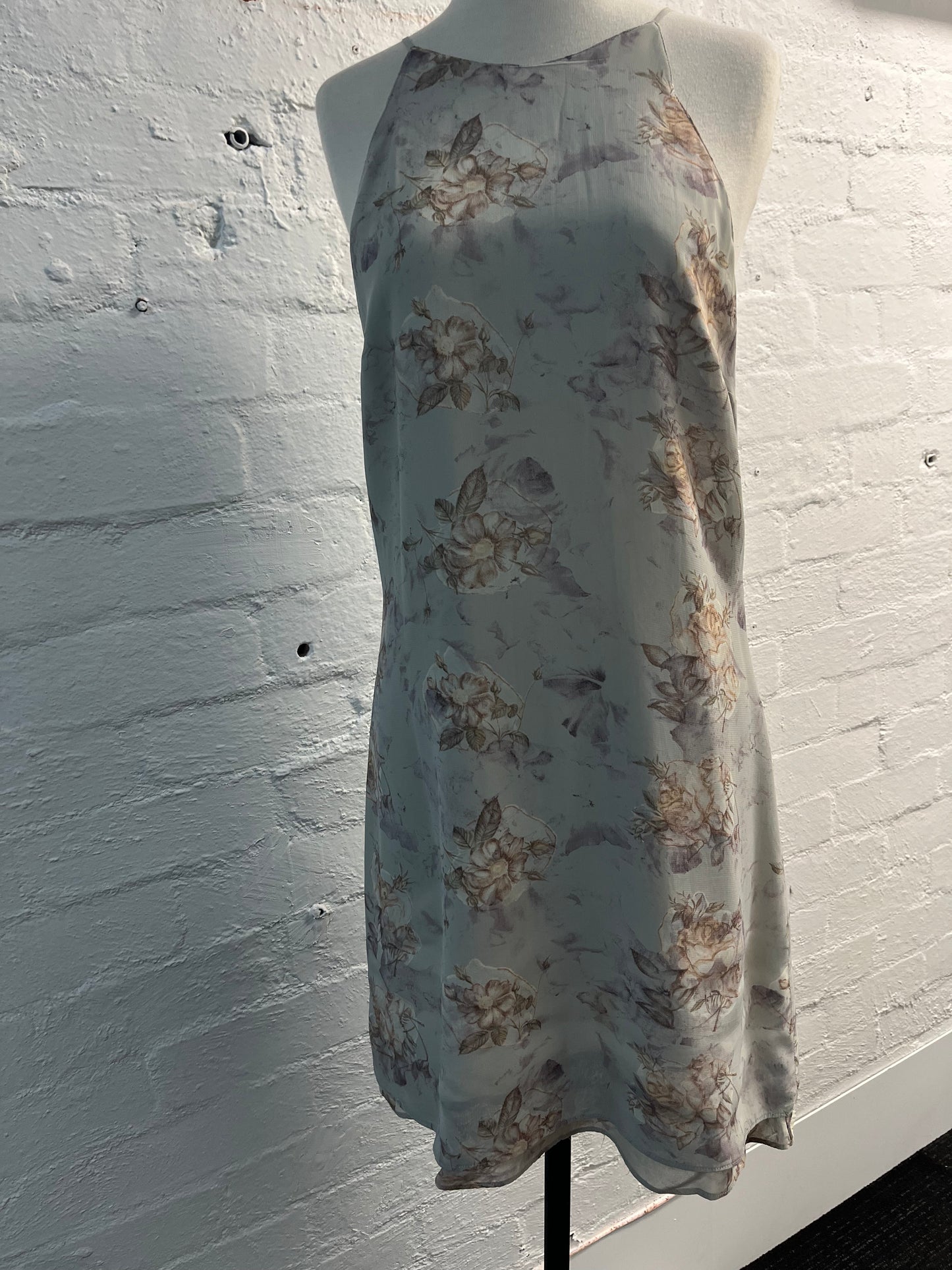 Spaghetti Strapped Blue Floral Dress Size 12