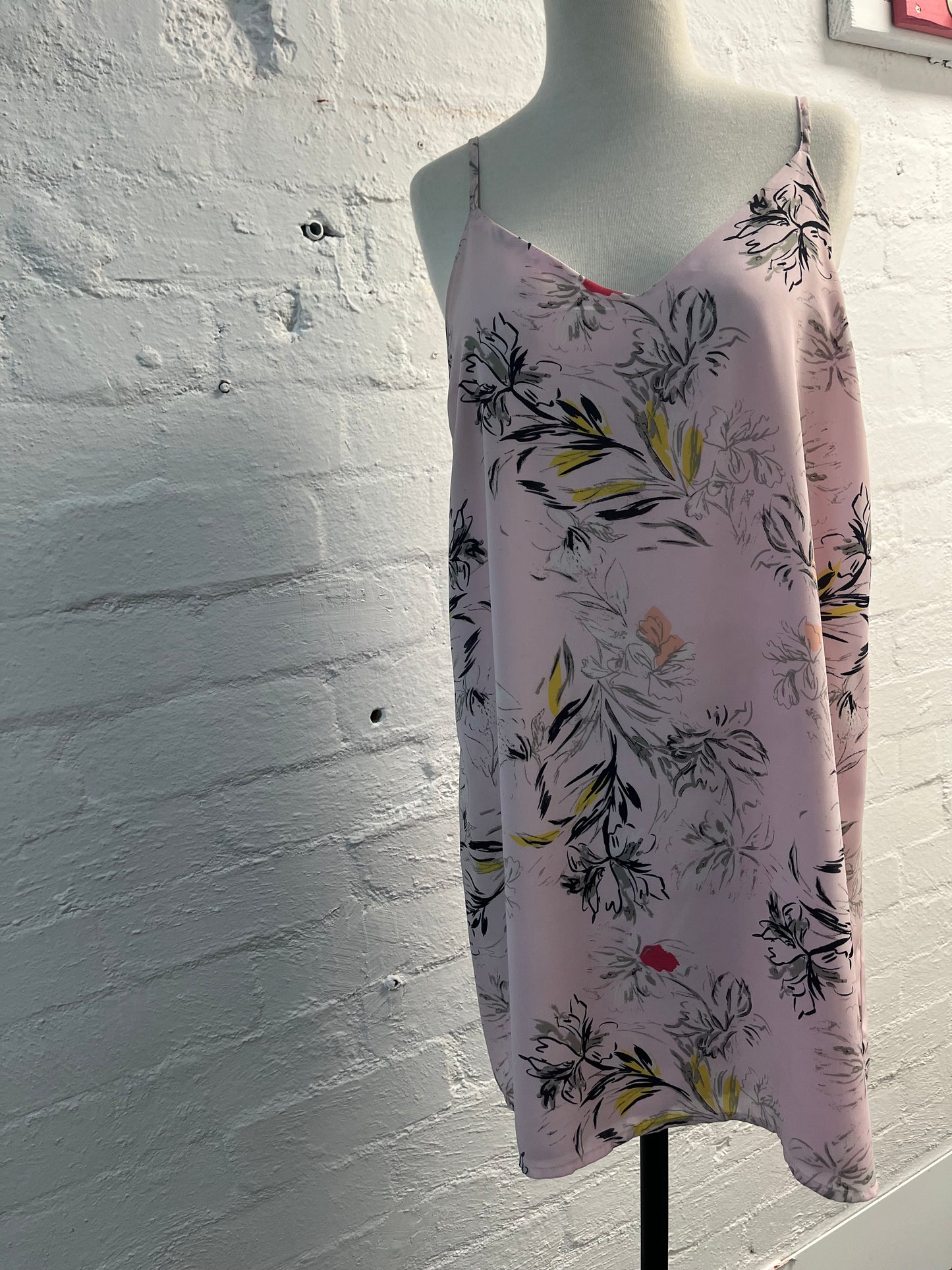 Pink Floral Spaghetti Strapped Dress Size Small