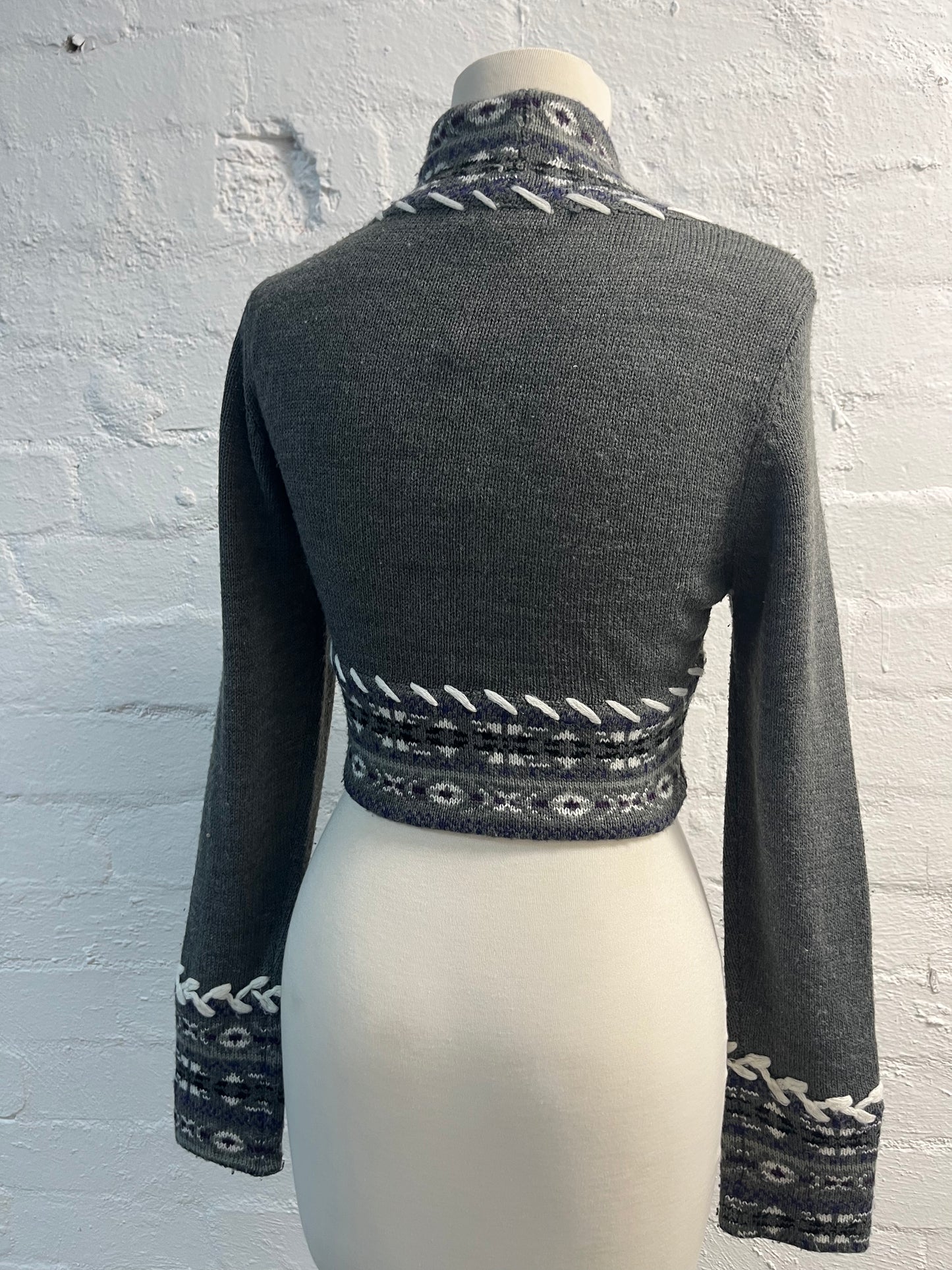 Grey and White Knit Shrug Size Small