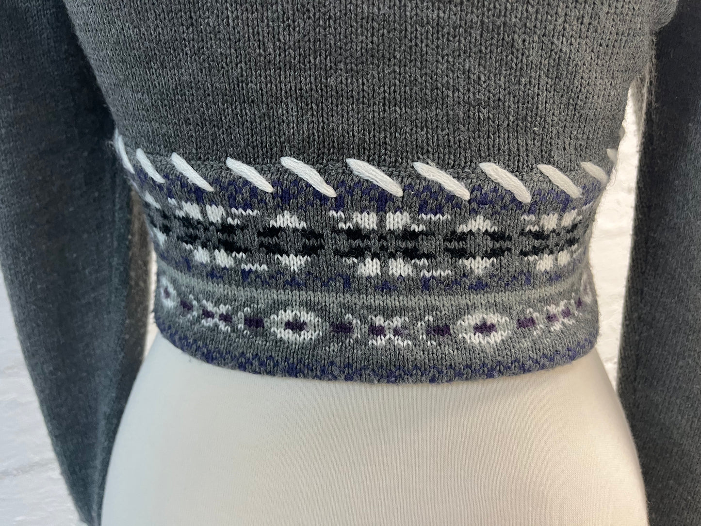 Grey and White Knit Shrug Size Small