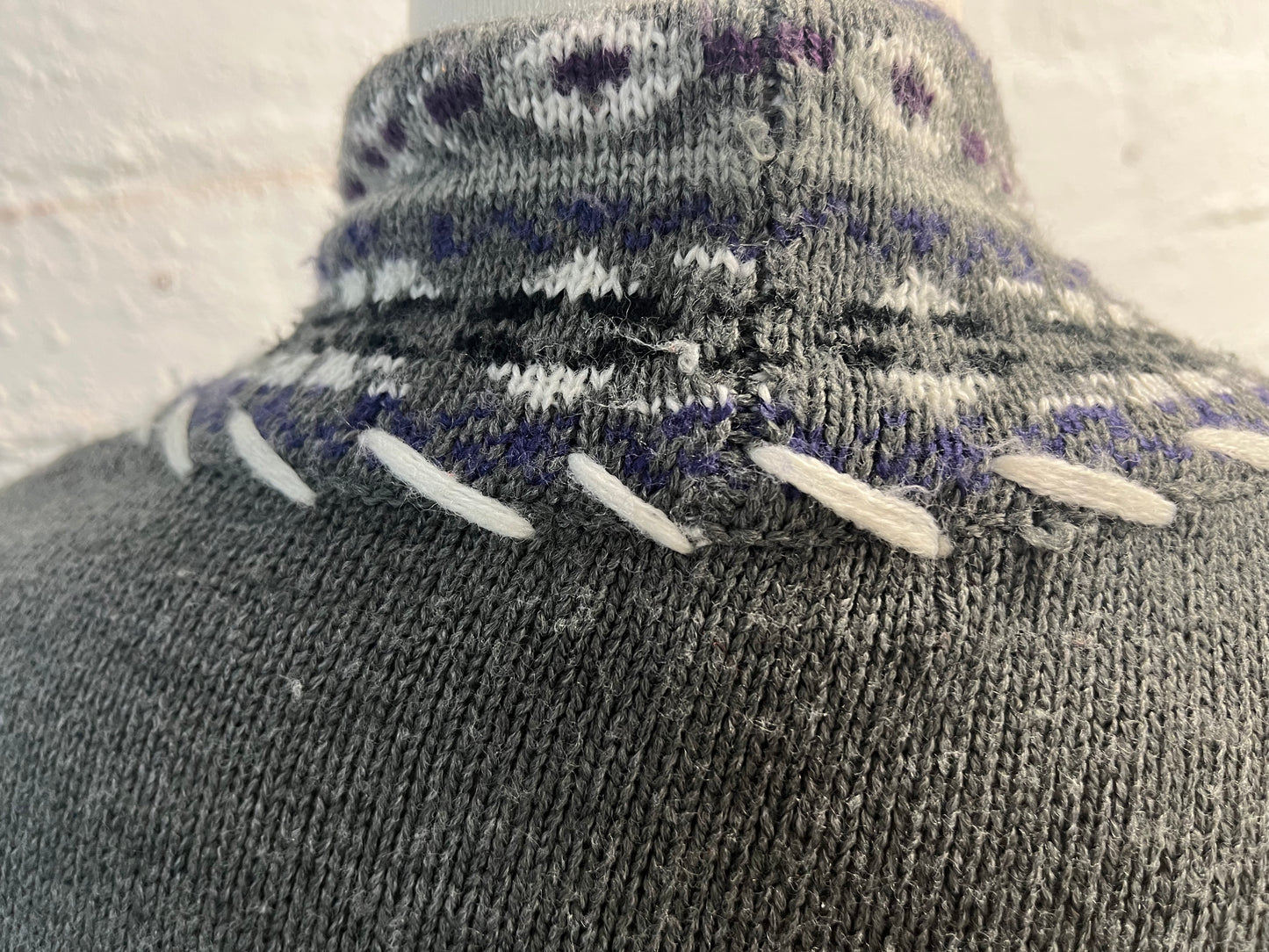 Grey and White Knit Shrug Size Small