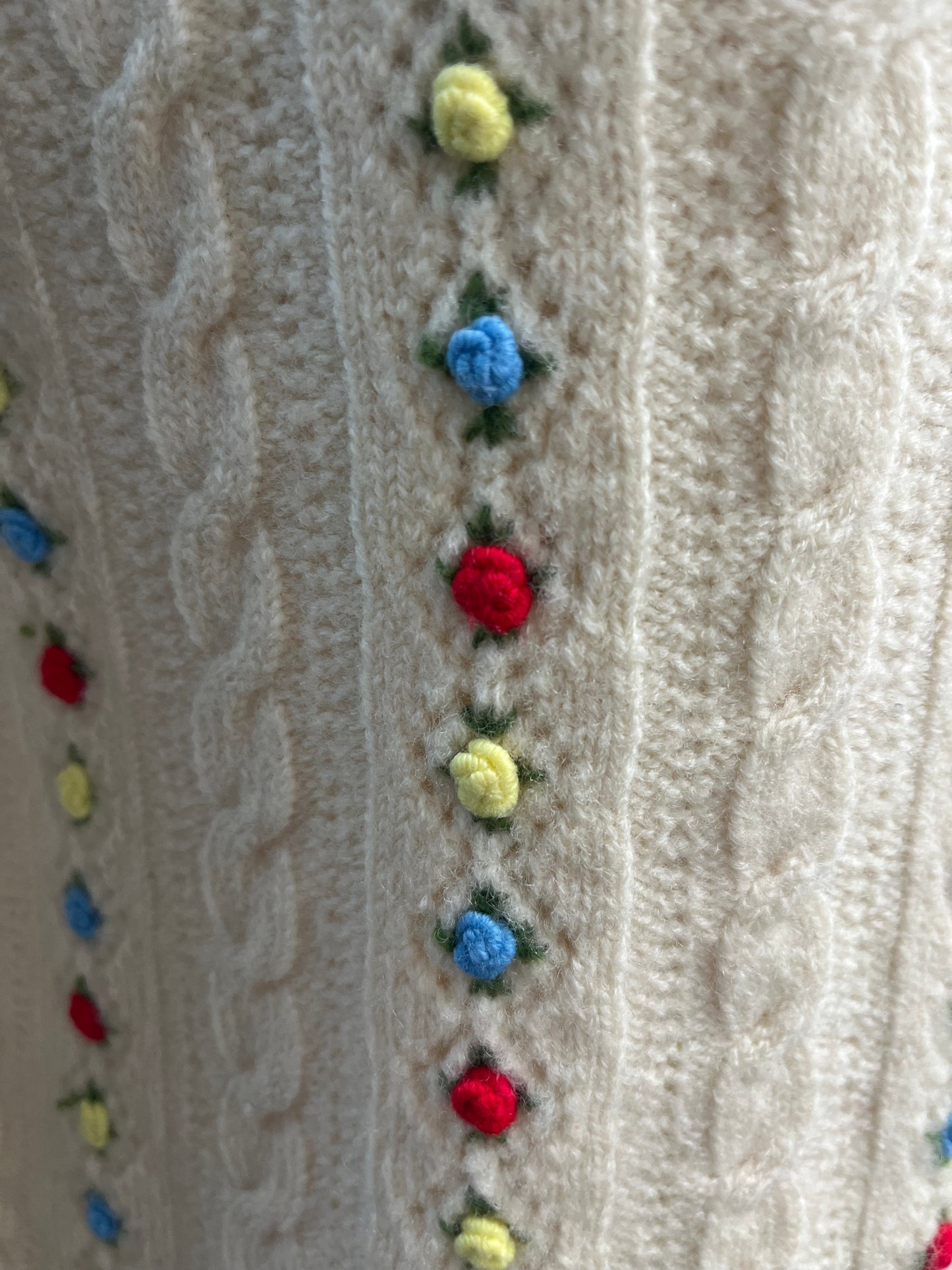 White and Floral Long Sleeve Cardigan Size Medium