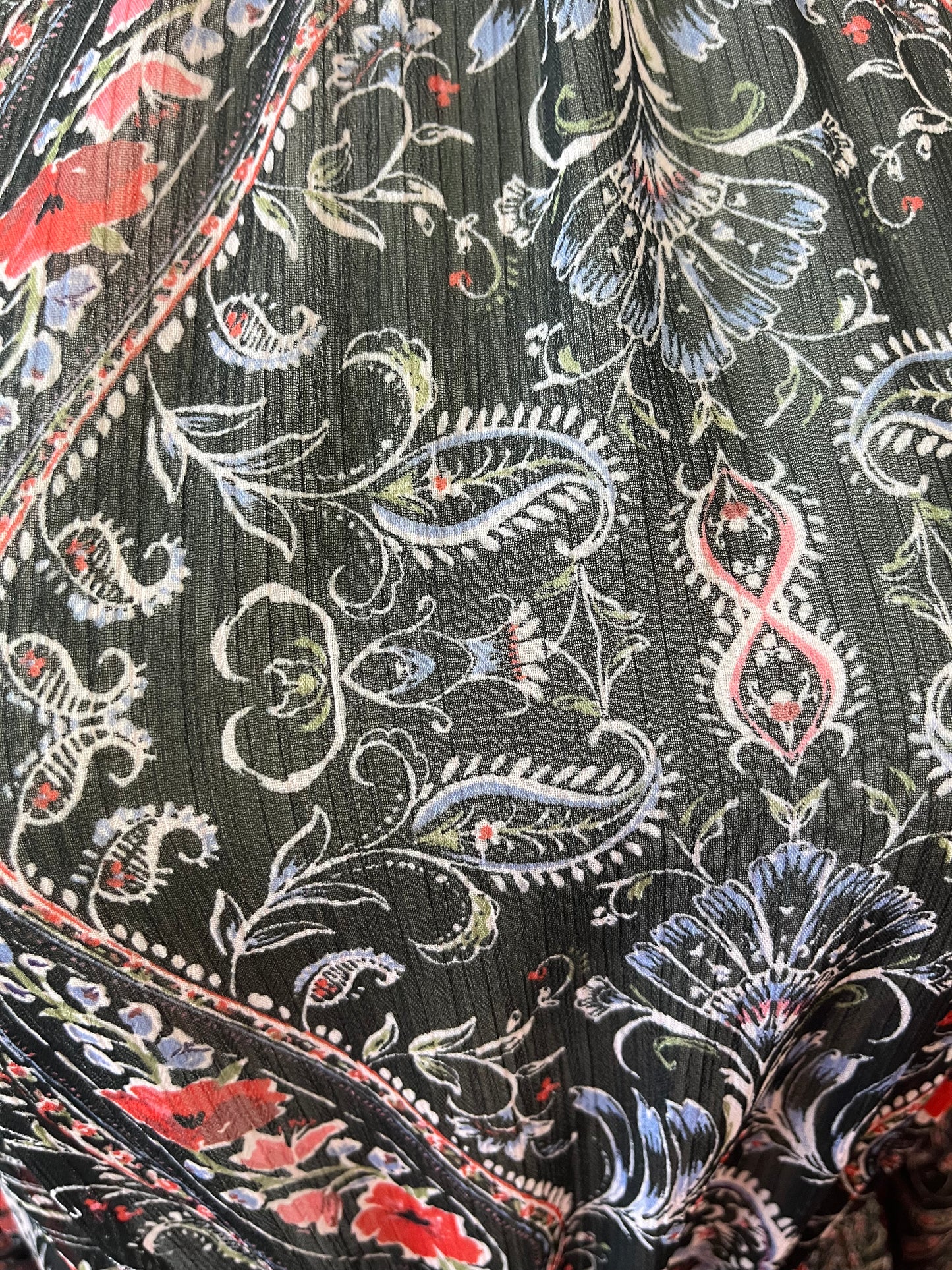 Long Sleeve Chiffon Black/Multi coloured Dress Size 14