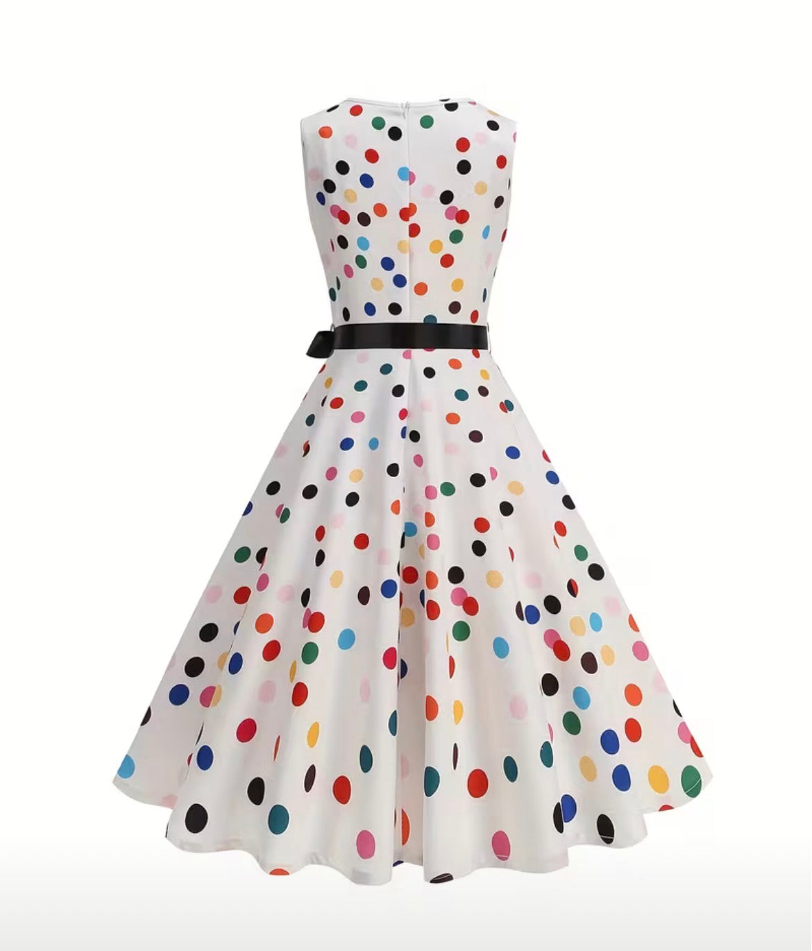 Sleeveless White and Colourful Polka Dot Dress Size 12
