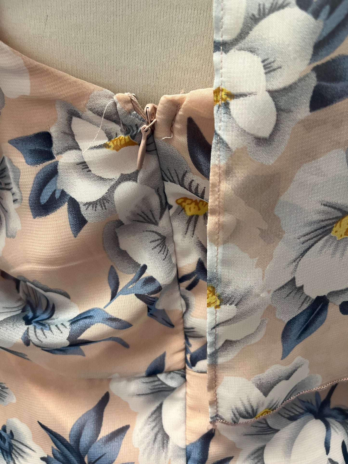 Pink Floral Chiffon Spaghetti Strapped Dress Size 14