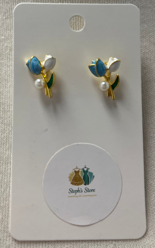 Blue Flower Earrings