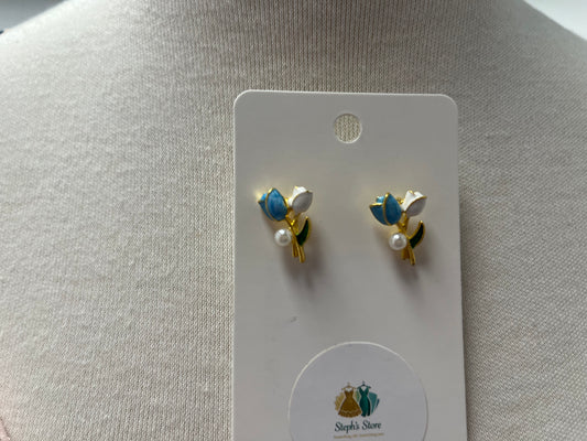 Blue Flower Earrings