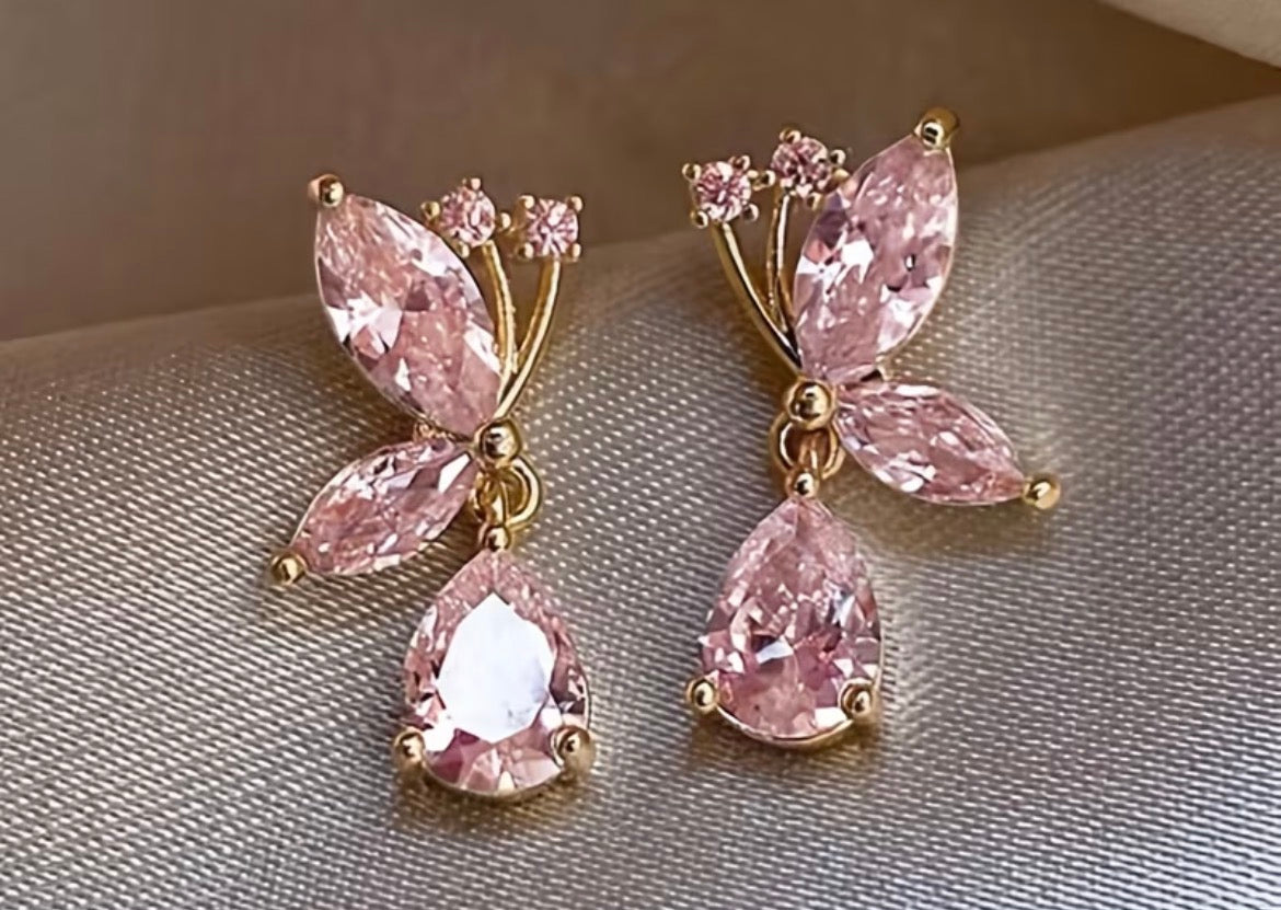Pink and Gold Earrings