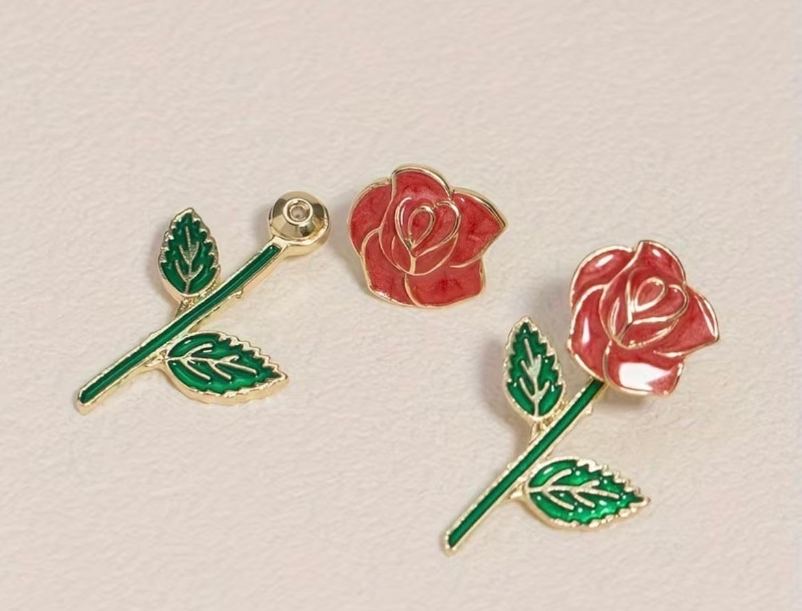 Red Rose Earrings